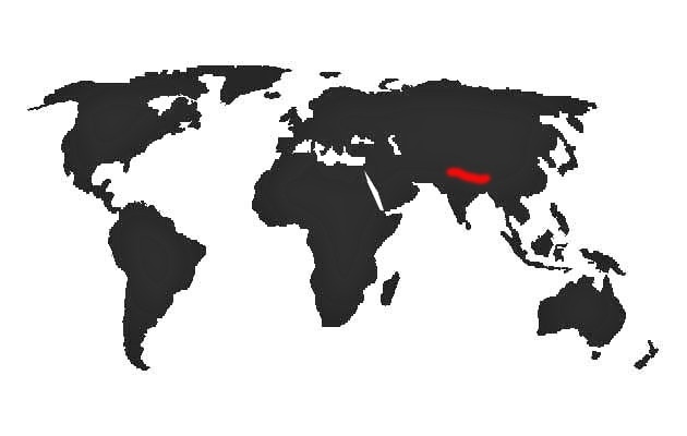Mapa výskytu - Alexander himalájský (Psittacula himalayana)